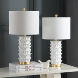 Nico Table Lamp White Gold Leaf Off White Resin Cotton Shade - Set of 2