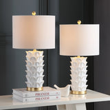 Safavieh - Set of 2 - Nico Table Lamp White Gold Leaf Off White Resin Cotton Shade TBL4116A-SET2