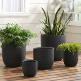 Noble House Langley Outdoor Cast Stone Planters (Set of 5), Black 317008-NOBLE-HOUSE Black