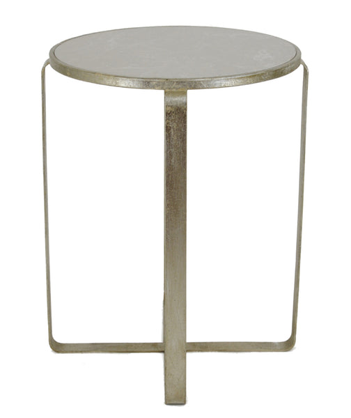 VE205 Silver Round Side Table with Stone Top English Elm