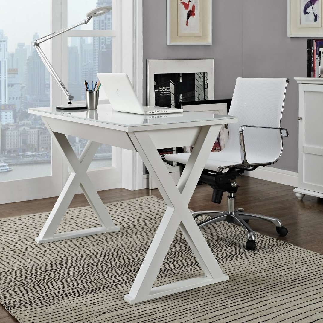 Walker Edison - 48 Modern Wood Computer Desk - White