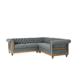 Voll Chesterfield Tufted Fabric 5 Seater Sectional Sofa with Nailhead Trim