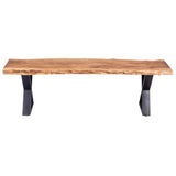 Porter Designs Manzanita Live Edge Solid Acacia Wood Natural Dining Bench Natural 07-196-13-BN58NX-KIT