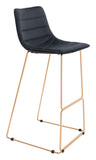 Zuo Modern Adele 100% Polyester, Plywood, Steel Modern Commercial Grade Barstool Set - Set of 2 Black, Gold 100% Polyester, Plywood, Steel