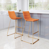 Zuo Modern Adele 100% Polyester, Plywood, Steel Modern Commercial Grade Barstool Set - Set of 2 Orange, Gold 100% Polyester, Plywood, Steel