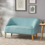 Christopher Knight Home® - Noble House - Justus Mid Century Modern Light Blue Fabric Loveseat