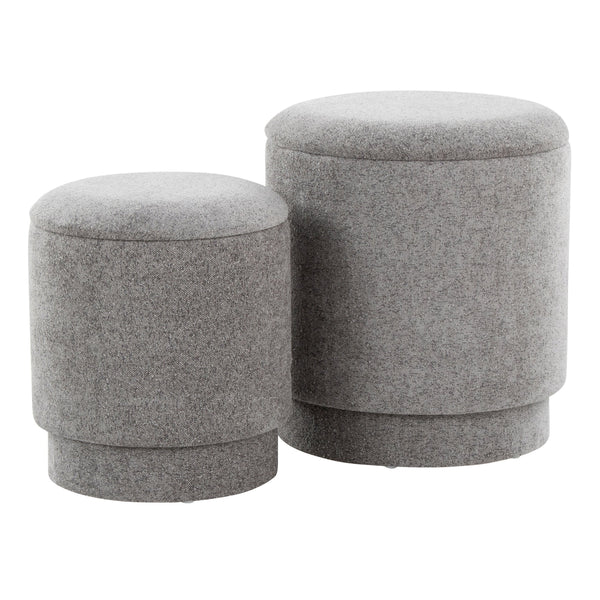 English Elm Marla Upholstered Ottoman Set by LumiSource — Contemporary Storage Seating Duo with Removable Lids and Plush Foam Comfort Grey B202P223743