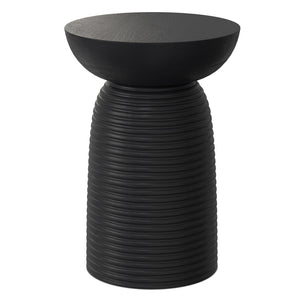 English Elm Boyd Ribbed Solid Mango Wood Accent Table Matte Black Lacquer Handcrafted Side B136P414663