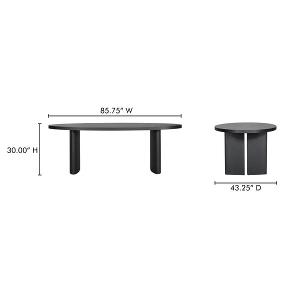 English Elm William Herringbone Oak Veneer Dining Table Seats Six Contemporary Black Finish B2769S00015