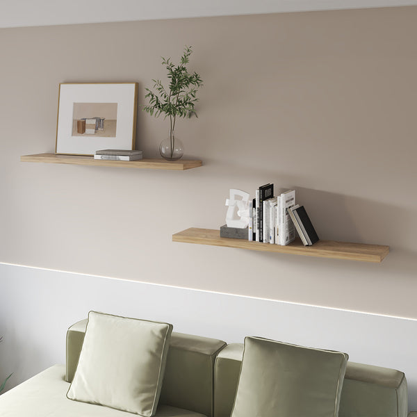 English Elm Macadamia Floating Shelf with Concealed Brackets, 47.3" Wide Melamine Shelf for Minimalist Décor and Durable Display B062P380037