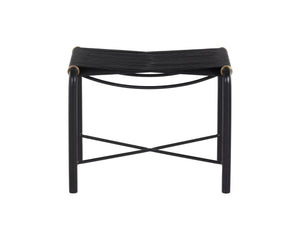 Sunpan Riz Stool - Intricate Design with Gold Accents, Perfect for Living Room or Bedroom Spaces Black Leather