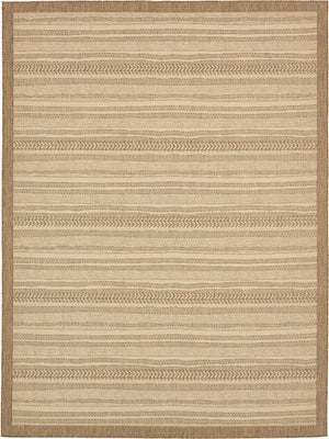 Unique Loom Outdoor Border Lines Machine Made Border Rug Beige, Beige/Brown 9' 0" x 12' 0"