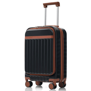 English Elm Luggage 3 Piece Abs Hard Shell Set with Usb Port Front Access and Spinner Wheels Black N726P307555A