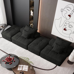 English Elm Modern Oversized Modular Sectional Sofa Set With Chenille Fabric, No Assembly, 4 Plush Pillows Included W1885S00062