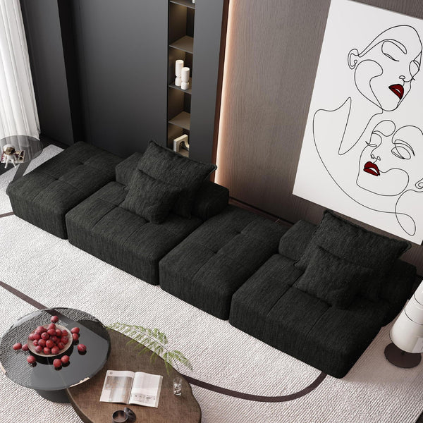 English Elm Modern Oversized Modular Sectional Sofa Set With Chenille Fabric, No Assembly, 4 Plush Pillows Included W1885S00062