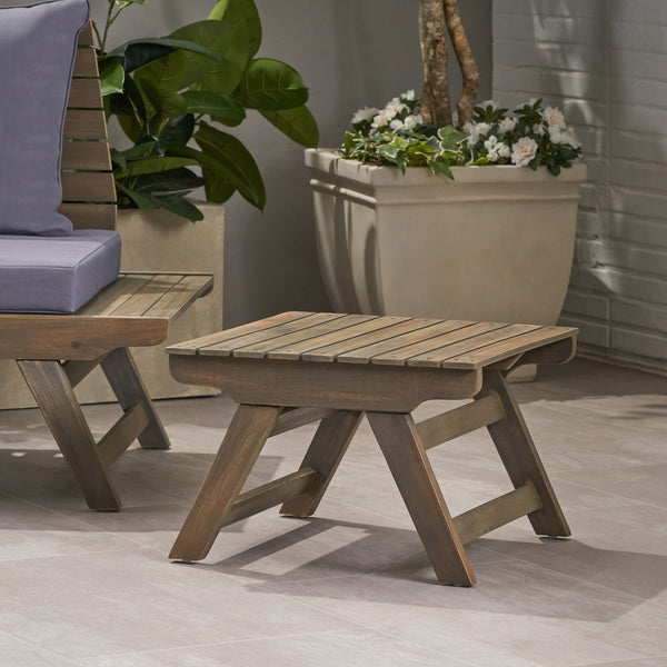 English Elm Christopher Knight Home® - SEDONA Acacia Wood Side Table with Open Slat Top for Outdoor Living Durable Weather-Resistant Accent Grey 23.75 L x 23.75 W x 7.25 H 63747.00DGRY