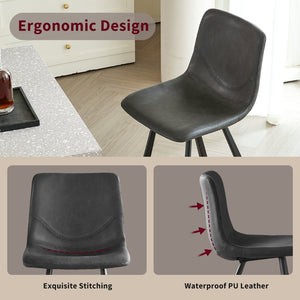 English Elm Faux Leather Counter Stools Set of Two Ergonomic Curved Back Metal Frame Kitchen Seating Black Pu W5096P400378