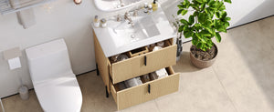English Elm Christopher Knight Home® - 30" Bathroom Vanity With Ceramic Sink, Soft-Close Drawers & Elegant Fluted Design For Small Spaces N817P295761N
