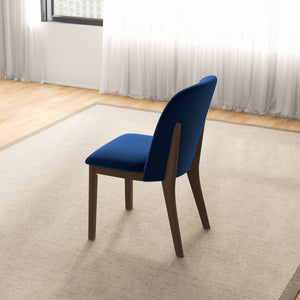 English Elm Ashcroft Furniture - Kaitlyn Velvet Dining Chair with Solid Wood Legs — Mid-Century Modern Upholstered Comfort & Durability Brown,Navy Blue B183P231981