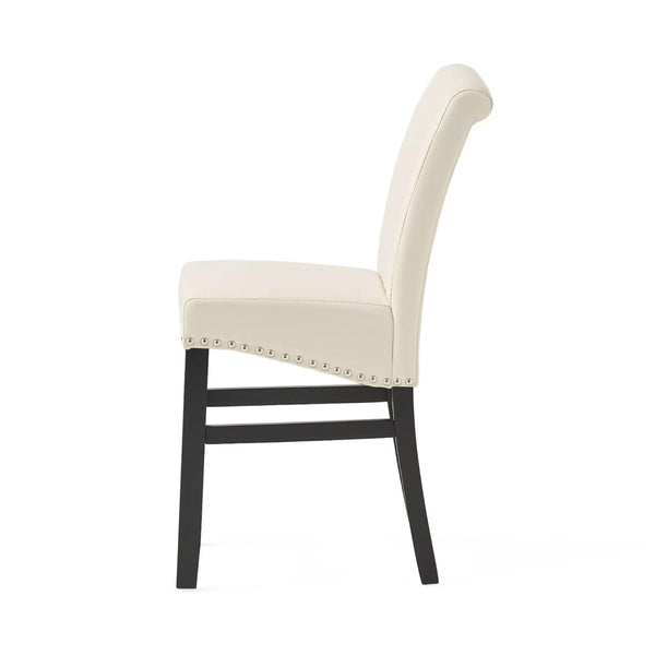 English Elm Christopher Knight Home® - Contemporary Ivory Bonded Leather Counter Stools with Nailhead Trim, 25" Padded Bar Chairs (Set of 2) N780P168429