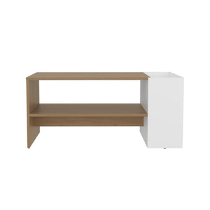 English Elm Arion Two-tone Rectangular Coffee Table with Open Shelf and Oversized Drawer B200P445767