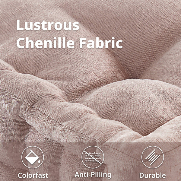 English Elm Poly Chenille Square Floor Pillow Cushion Plush 24x24 Inch Soft Polyester Seat Pad for Cozy Living Spaces Blush 3.22 L x 23.03 W x 12.8 H B035P280522