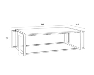 Sunpan GARNET Mid-Century Coffee Table with White Marble Top & Antique Brass Frame – Unique Elegance! 104026