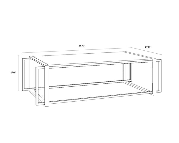 Sunpan GARNET Mid-Century Coffee Table with White Marble Top & Antique Brass Frame – Unique Elegance! 104026
