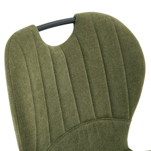 English Elm Set of 4 Olive Fabric Dining Chairs Ergonomic Cushion Black Steel Frame Modern Black+Green W1151P454883