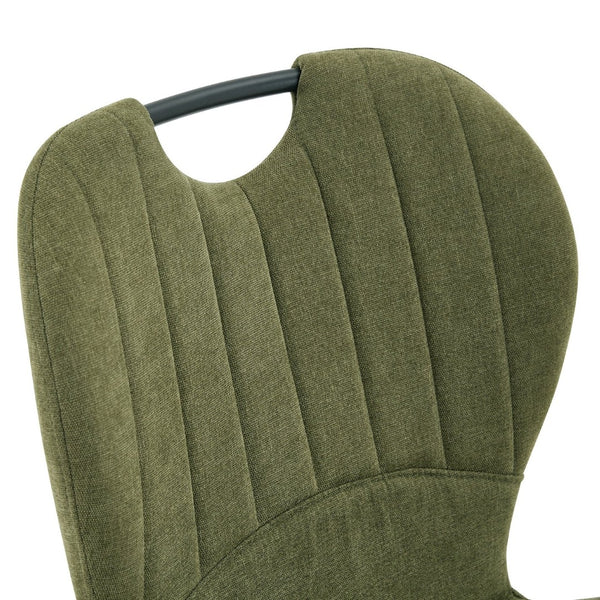 English Elm Set of 4 Olive Fabric Dining Chairs Ergonomic Cushion Black Steel Frame Modern Black+Green W1151P454883