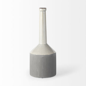Mercana Burton Modern Two-Tone Ceramic Jug Vase - Stylish Home Accent for Contemporary and Boho Decor White and Gray Ceramic | 16H 30952