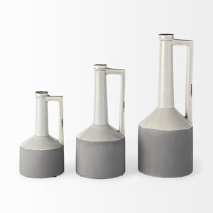 Mercana Burton Modern Two-Tone Ceramic Jug Vase - Stylish Home Accent for Contemporary and Boho Decor White and Gray Ceramic | 16H 30952