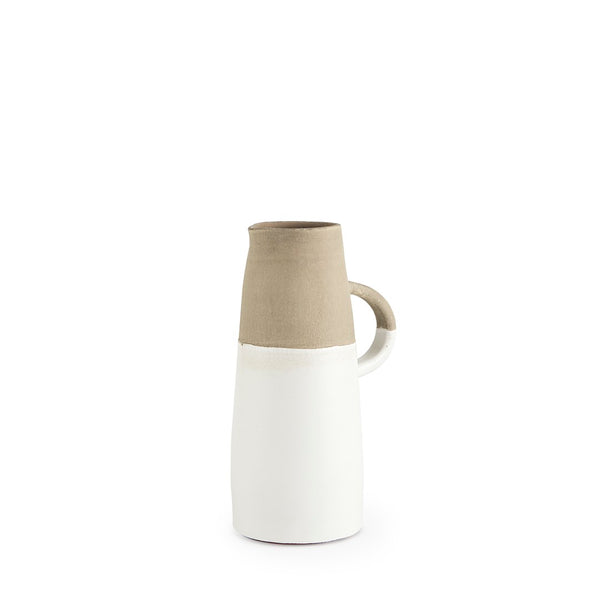 Mercana Garand Two-Toned Ceramic Jug - Stylish Farmhouse Accent for Modern and Rustic Home Decor Spaces White/Natural Ceramic | 10H 31058