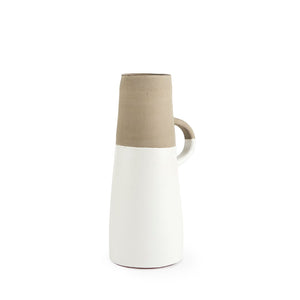 Mercana Garand Two-Toned Ceramic Jug - Stylish Farmhouse Accent for Modern and Rustic Home Decor Spaces White/Natural Ceramic | 14H 31059