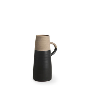 Mercana Garand Elegant Two-Toned Ceramic Jug - Modern Farmhouse Decor for Stylish Interiors and Vases Black/Natural Ceramic | 10H 31061