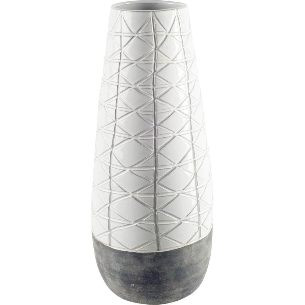 Mercana Harrier Sculptural White Vase with Dark Base – Perfect Accent for Modern & Rustic Home Decor 31065
