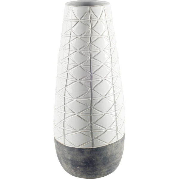 Mercana Harrier Sculptural White Vase with Dark Base – Perfect Accent for Modern & Rustic Home Decor 31065