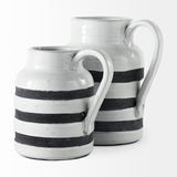 Mercana Harmon I Small White w/ Charcoal Stripes Ceramic Jug 31066