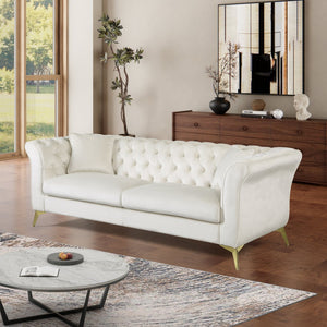 English Elm 102 Inch Linen Modular Sectional Sofa with Hidden Storage and Cloud Cushion Comfort Beige W1099S00172