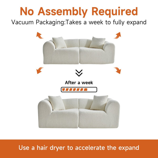 English Elm Modern Velvet Two Seat Loveseat with Pillows Compact Upholstered Sofa for Apartment Beige W1765P349639