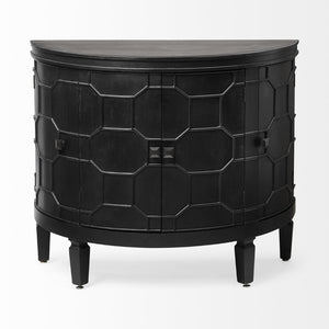 Mercana Romers II 4-Door Demi-Lune Accent Cabinet with Embossed Hexagon Pattern for Stylish Storage Solutions 50201