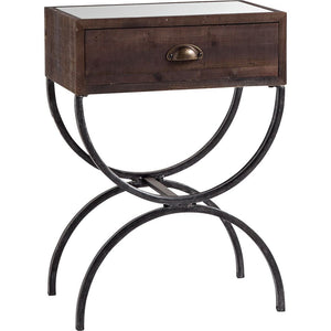 Mercana Strattanville 12L x 19W x 26H Rectangular Wooden Rustic Top Black Iron Frame Accent Table  50218