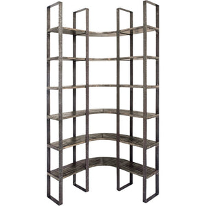 Mercana Turner Curved Six-Shelving Unit: Industrial Style with Rustic Character for Your Home Décor Needs 50241-AB
