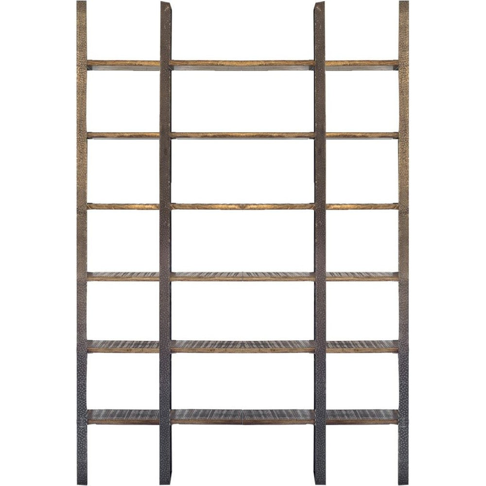 Mercana Taunton Industrial Six-Shelf Unit: Stylish Vertical Storage for Modern and Rustic Interiors, 90" Tall Brown Wood | Black Metal 50242-AB
