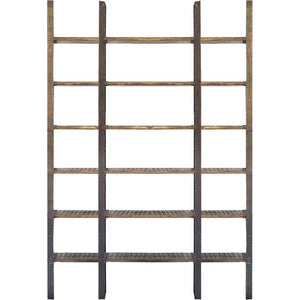 Mercana Taunton Industrial Six-Shelf Unit: Stylish Vertical Storage for Modern and Rustic Interiors, 90" Tall Brown Wood | Black Metal 50242-AB