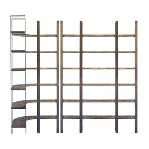 Mercana Taunton Industrial Six-Shelf Unit: Stylish Vertical Storage for Modern and Rustic Interiors, 90" Tall Brown Wood | Black Metal 50242-AB