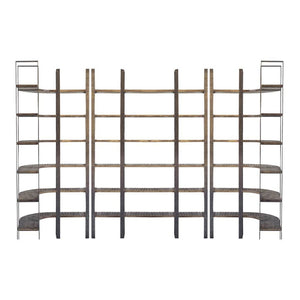 Mercana Taunton Industrial Six-Shelf Unit: Stylish Vertical Storage for Modern and Rustic Interiors, 90" Tall Brown Wood | Black Metal 50242-AB