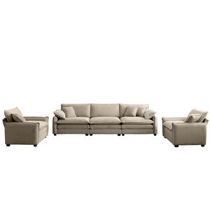 English Elm Warm Home Theater Sofa Set – Plush Tan Corduroy, 3-Seater & 2 Single Sofas, Ergonomic Comfort & Style W714S00706-GIGA