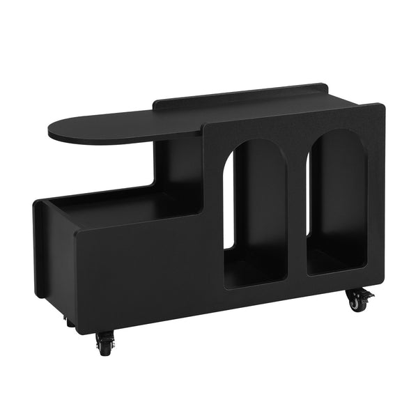 English Elm On-Trend Mobile End Table With Lockable Wheels, Cream Nightstand With Storage For Living Spaces N721P191983B-GIGA