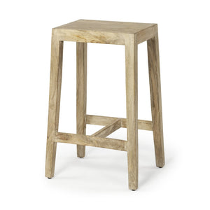 Mercana Colony Modern Farmhouse Stool - Solid Mango Wood Design for Kitchen Islands & Casual Dining Spaces Brown Wood 50352